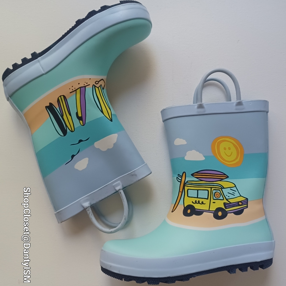 Cat & Jack Blue Kids Rain Boots with Surf Van Design - Picture 4 of 14